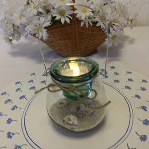Glass Jar Sand Seascape Candle NWOT
